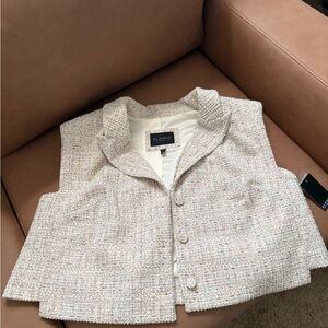 Eloquii Tweed Vest in Cream